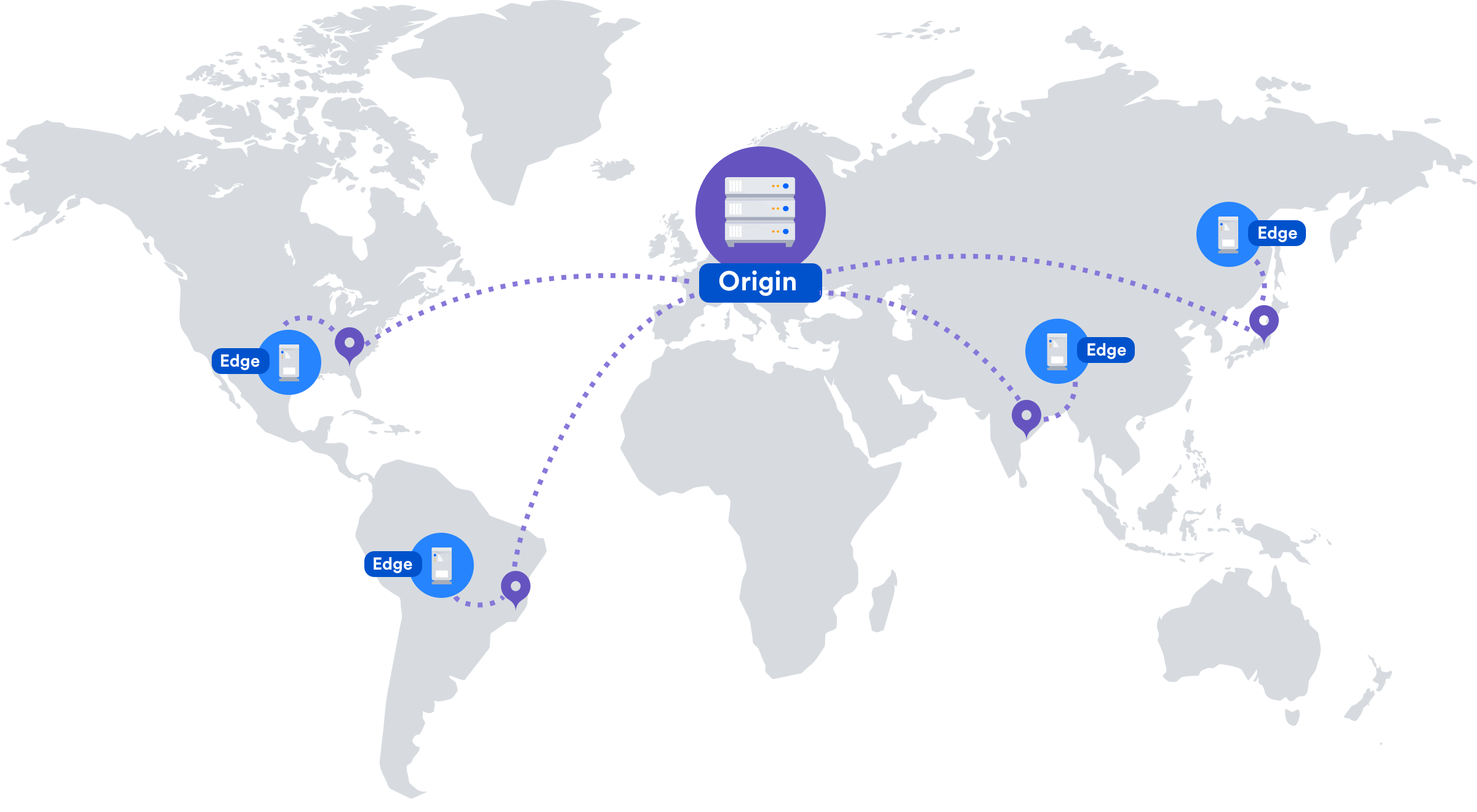 Map showing a distributed network of edge servers